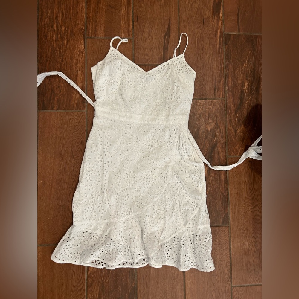 Banana Republic White Eyelet Tie-Waist Sundress